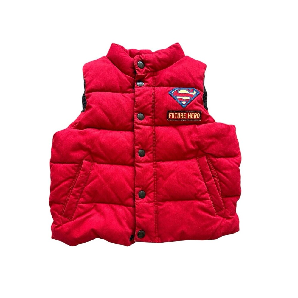 Baby Gap x Junk Food Superman Puffer Vest Red "Future Hero" Toddler Size 2 Years
